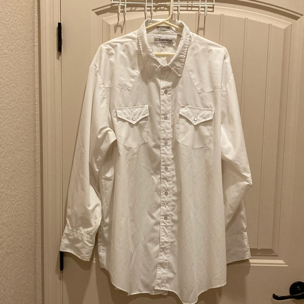Corral West Ranchwear Men’s Sz 20-36 Western Cowboy Shirt White Pearl Snaps VTG